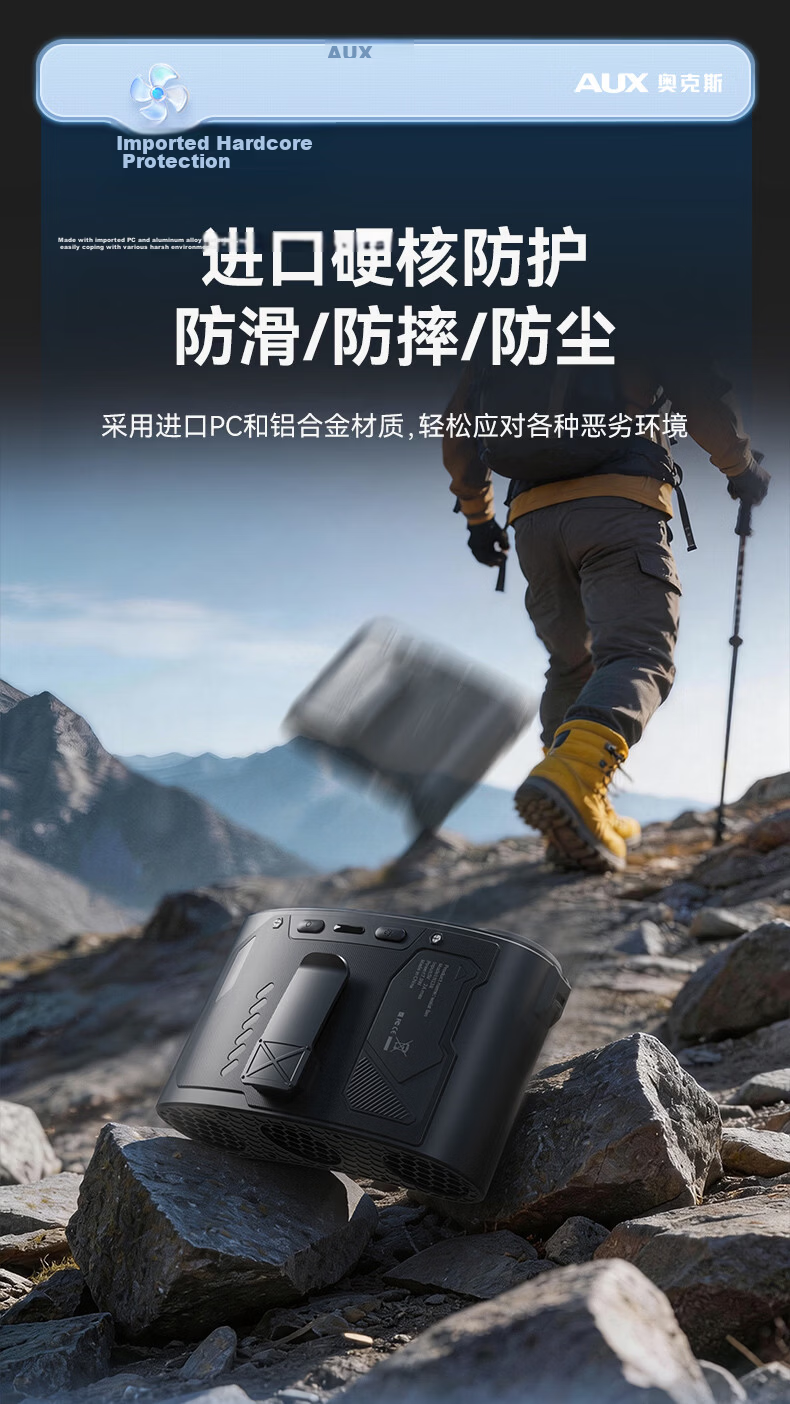 AUX [First Three-Core Cold Wind] Waist Hanging Fan Fast Cooling Delivery Takeout Construction Site Strong Wind Long Battery Life Cooling Device Rechargeable Portable Outdoor Air Conditioner 21