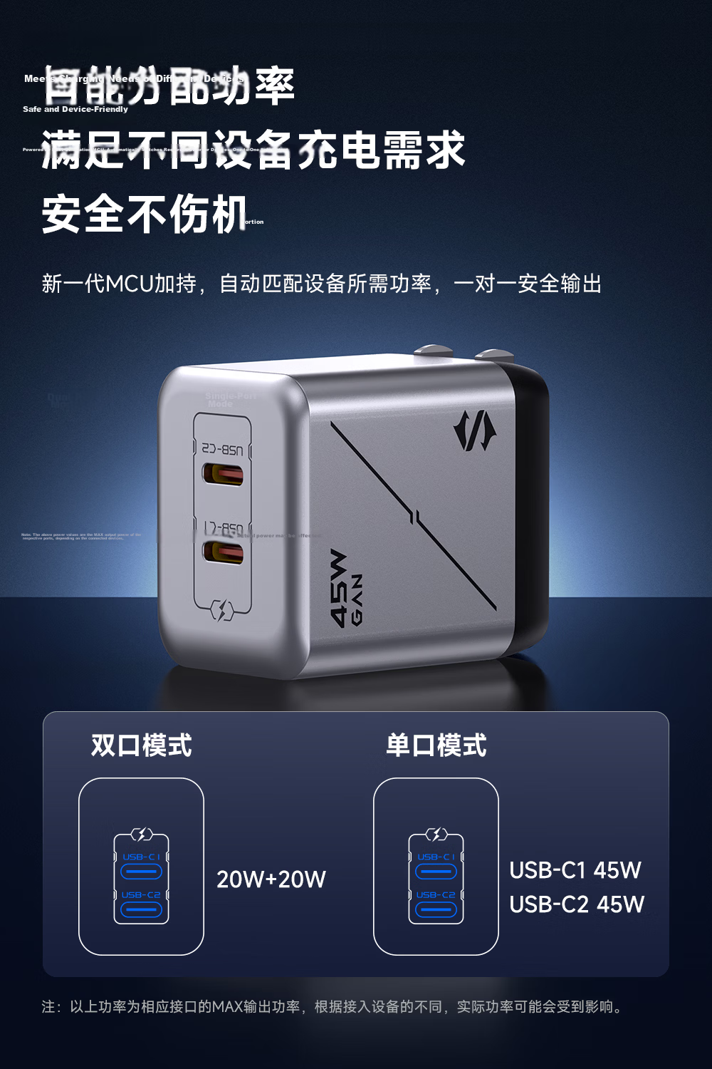 Black Shark 45W GaN Multi-Port High-Power Type-C Fast Charger Compatible with 30W PD, 20W Apple, 17W Xiaomi, Huawei Mate70 Pro Laptop 9