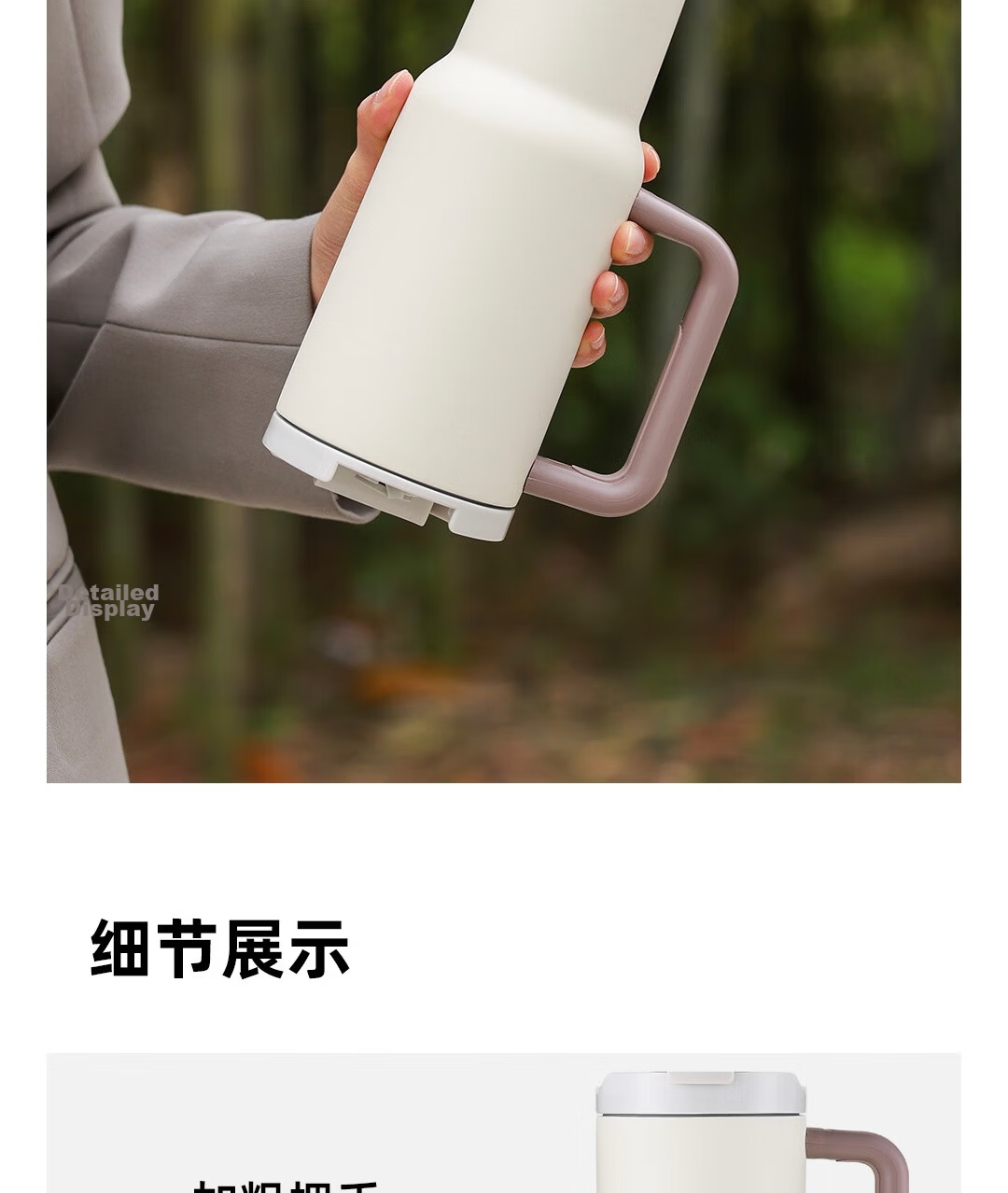 SENSO Large Capacity Straw Cup 316L Stainless Steel Insulated Thermos Bottle White Minimalist Office Gift 1200mL 13