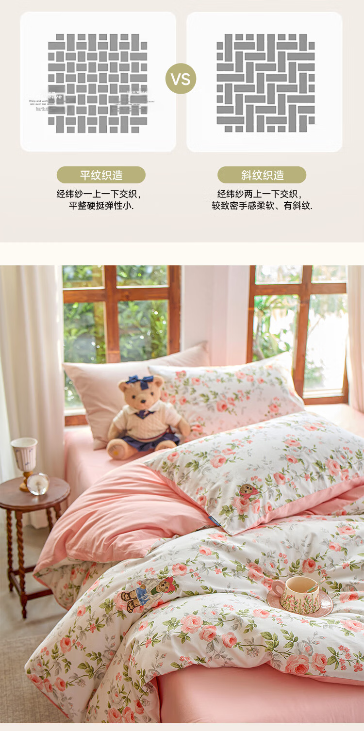 Teenie Weenie Bear Single Cotton 100% A-Class Full Cotton Duvet Cover 180x220 Single Extra Large Soft Pink 5