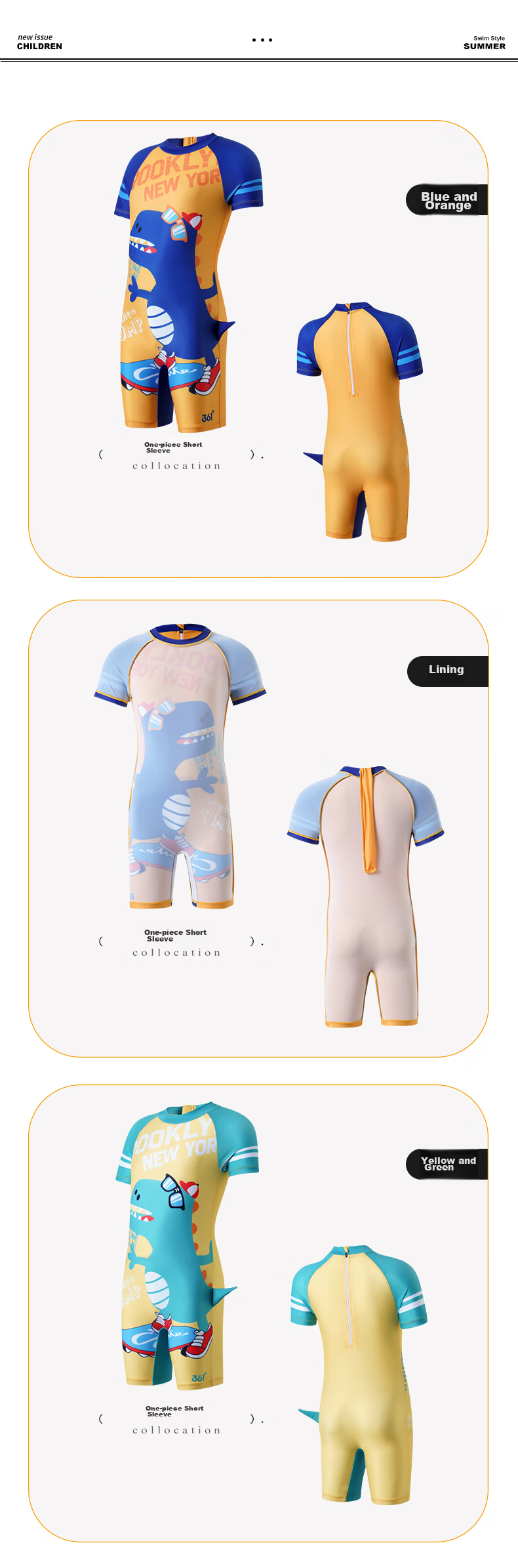361° Children's Swimsuit, Boys' One-Piece Swimwear, Cartoon Cute Design for Young Kids, Summer Swimming Suit, Baby Hot Spring Bathing Costume 12