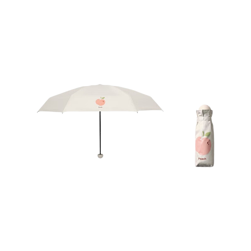 Paradise Umbrella UV Protection Five-Fold Compact Portable Fruit Pattern Folding Sturdy Dual-Use Rain and Sun Umbrella for Women Cheese Color
