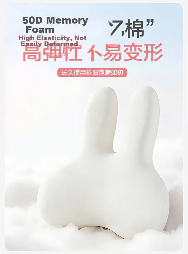 MINISO Rabbit Lumbar Support Neck Pillow Waist Cushion Car Headrest Office Nap Big Head Rabbit Pillow Set 12