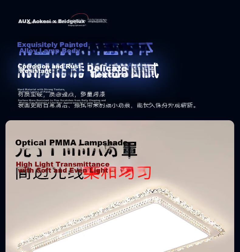 AUX American Pure Eye Protection AI Voice Smart Living Room Ceiling Light LED Main Light Luxury Crystal Modern Minimalist 21