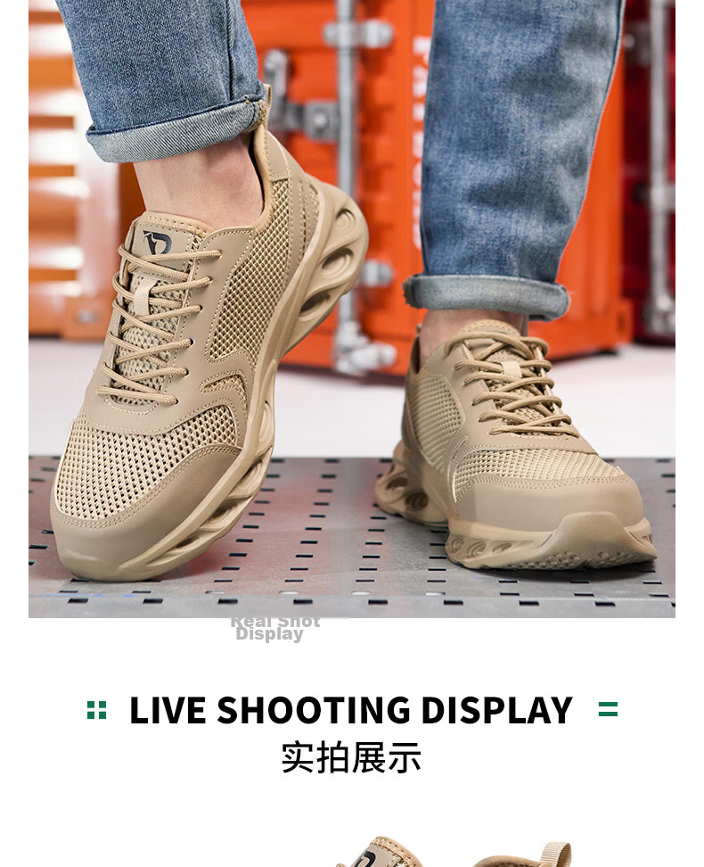 Fucheng Men's Summer Breathable Flyknit Mesh Anti-Odor Steel Toe Safety Work Shoes 586 Size 43 19