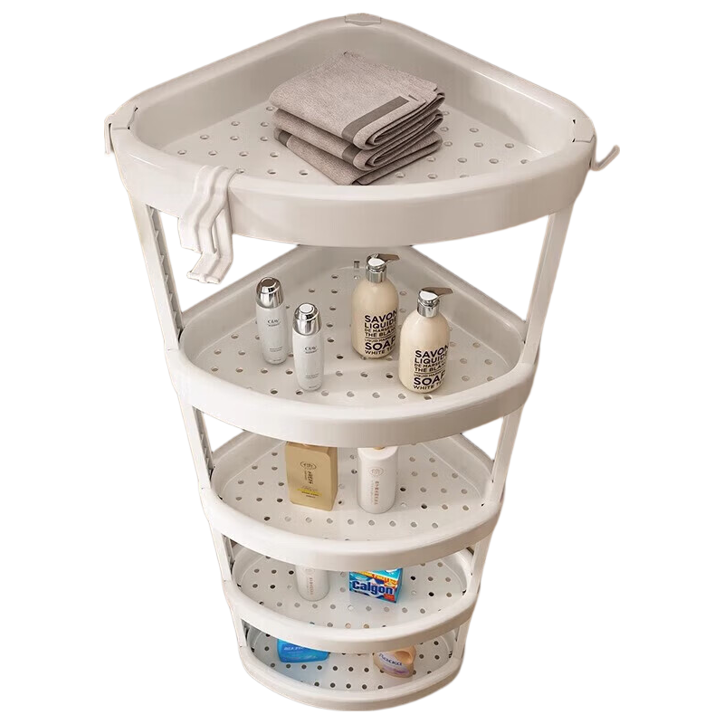 MUYA Bathroom Storage Rack, Triangular Multi-Tier Organizer Shelf, Floor-Standing Shower Room Toilet Corner Basin Rack