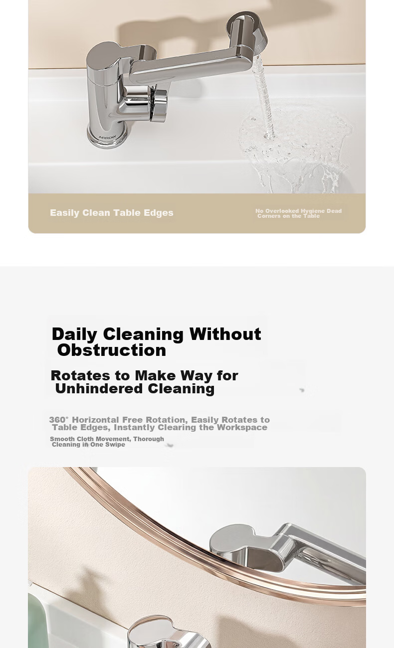 ARROW Off-White Basin Faucet Zinc Alloy Swivel Mechanical Arm Bathroom Hot and Cold Washbasin Tap 11