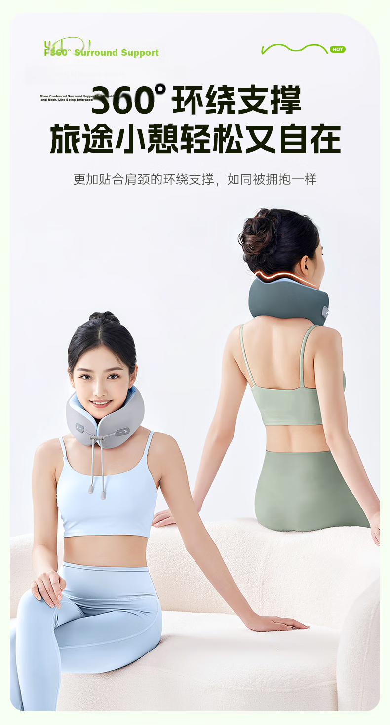 HUIDUODUO U-Shaped Neck Pillow, Airplane Neck Support Pillow, Travel Portable Collapsible U-Shaped Neck Rest, High-Speed Rail Nap Aid 4