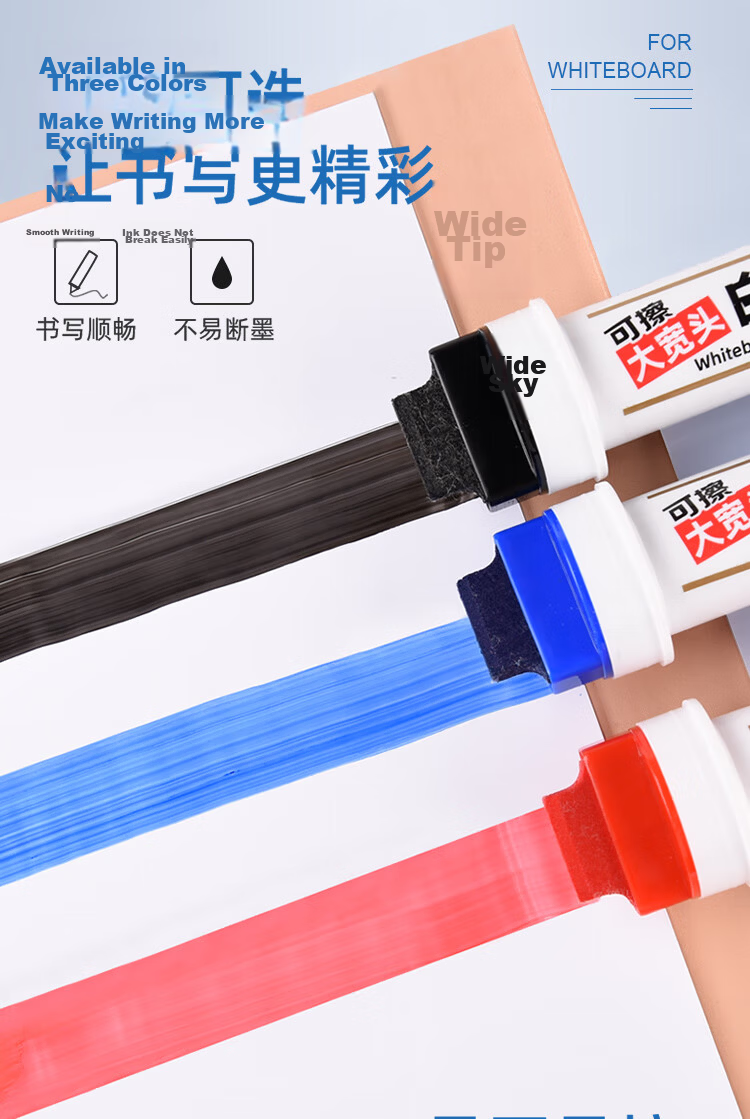 Genvana [20mm] Black Wide-Tip Whiteboard Marker, Large Tip Pen, Water-Based Ink, Pop Refillable, High Capacity, Easy to Erase, for Office, Teaching, Meetings And Doodling, 1 Piece G-0640 4