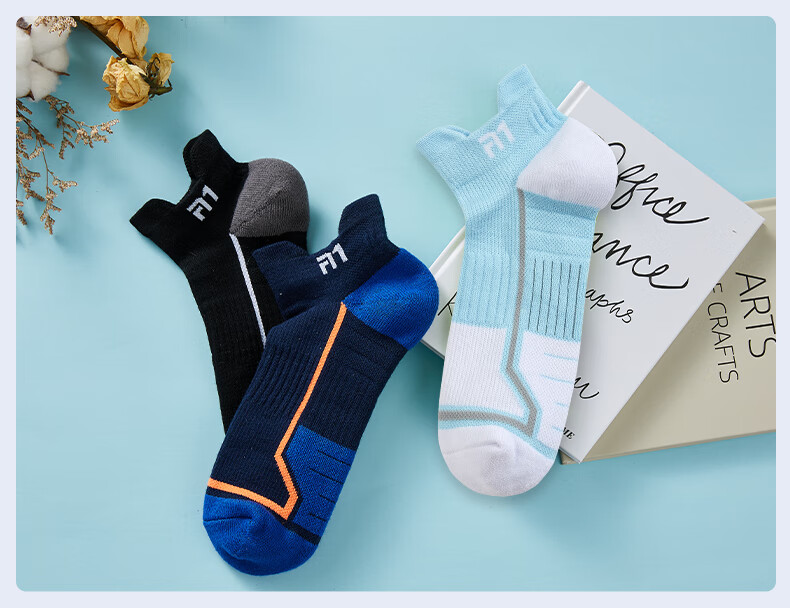 Taan Badminton Socks with Thick Terry Bottom Cotton Socks for Running, Fitness And Sports T525 3 Pairs Pack 12