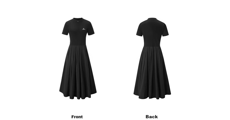 Biyinlefen [Comfort Stretch Knit Fabric] 2026 Spring Summer New Women's Crew Neck Short Sleeve Dress 07 Black M 17