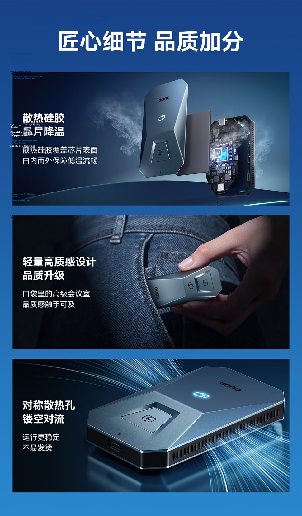 Green Giant HDMI Wireless Screen Mirroring Device HD Conference Type-C [S850 Screen Mirroring Magic Box] Screen Sharing Device for Phone Laptop to TV Projector Point-to-Point 50m Transmitter 19