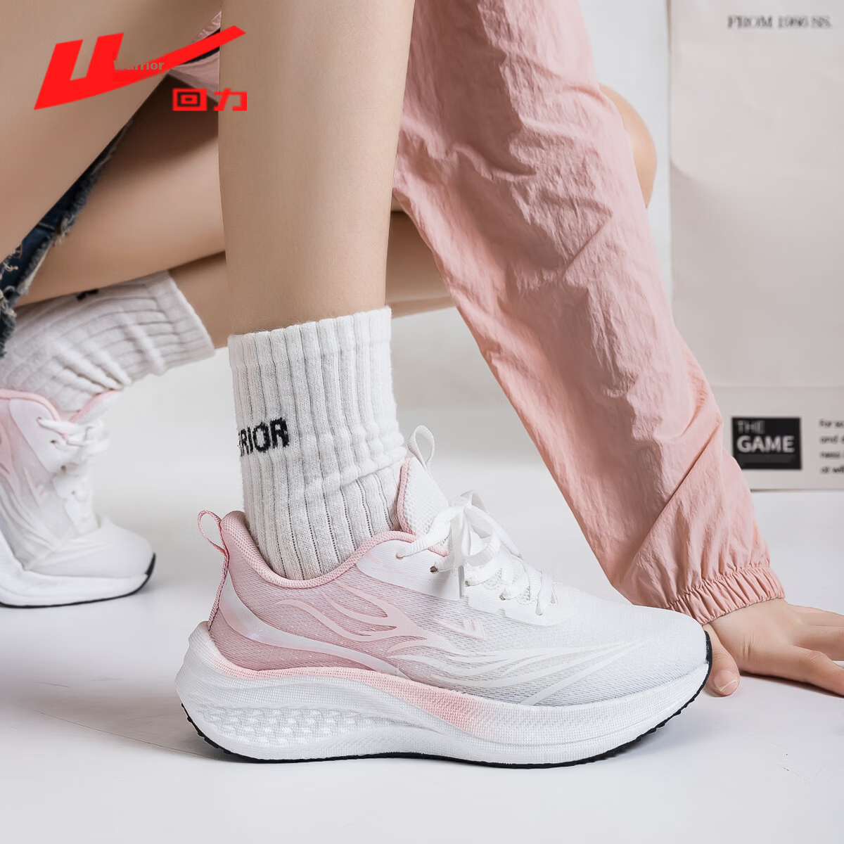 Warrior Women's Mesh Sports Shoes 2026 New Breathable Running Shoes Casual White Sneakers White Blue Size 36