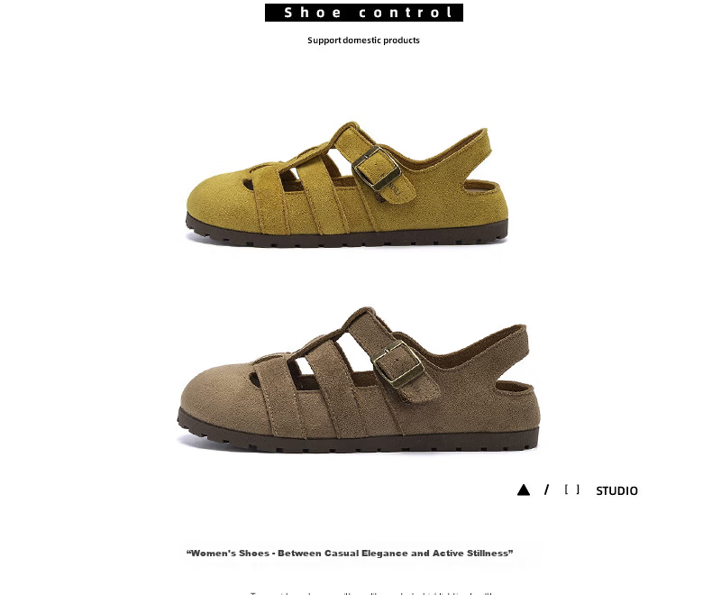 Global Birken Rome Women's Sandals 2026 Summer New Retro Versatile Closed-Toe Hollow Breathable Beach Sandals 2