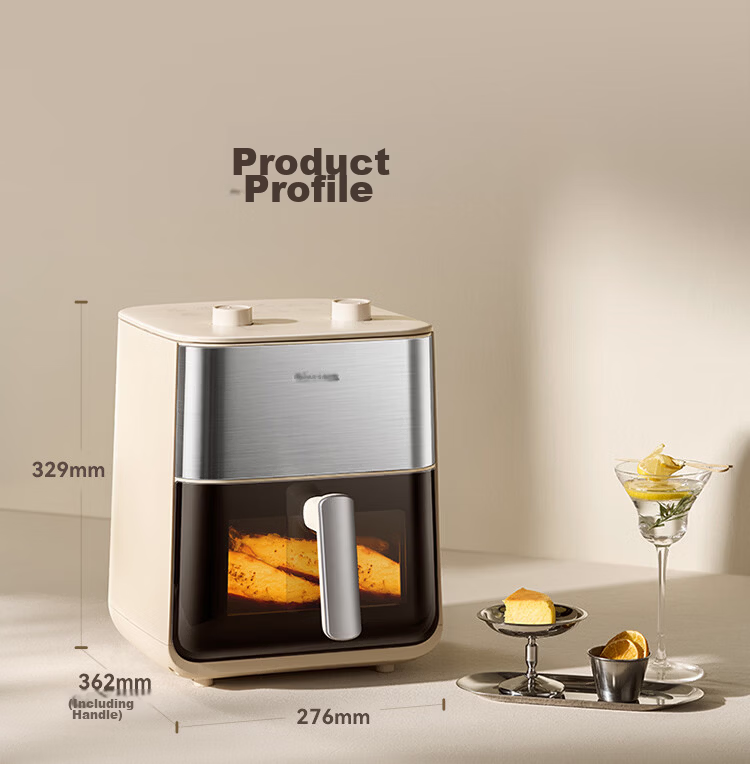 Bear Air Fryer Home Use Steam and Bake 6.2L Visible Double Heating 2000W Metal Interior QZG-W20J2 22
