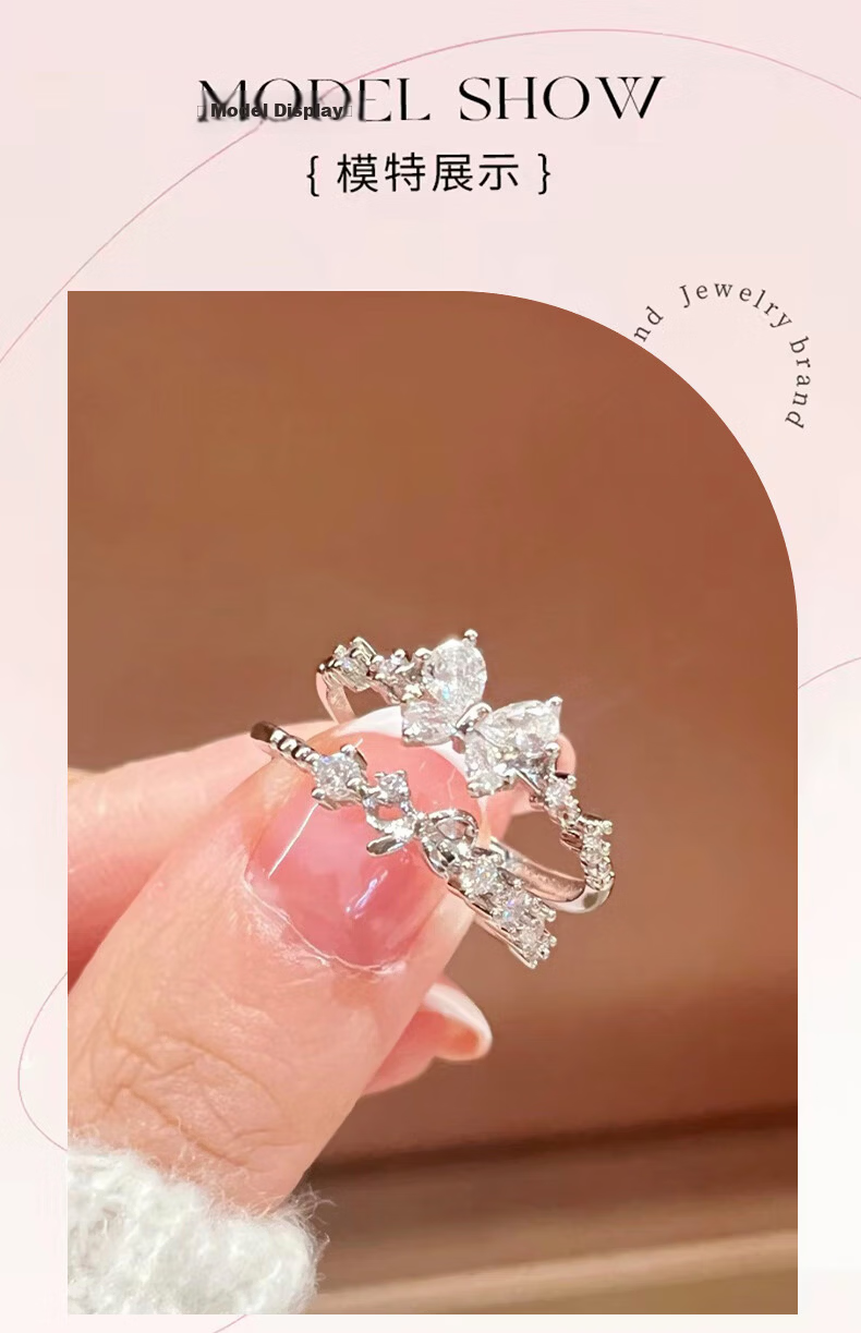 Chow Tai Fook [1000+ Stores] Sweetheart Princess Couple Rings Women's Best Friend Matching Rings Qixi Valentine's Day Gift for Girlfriend 10