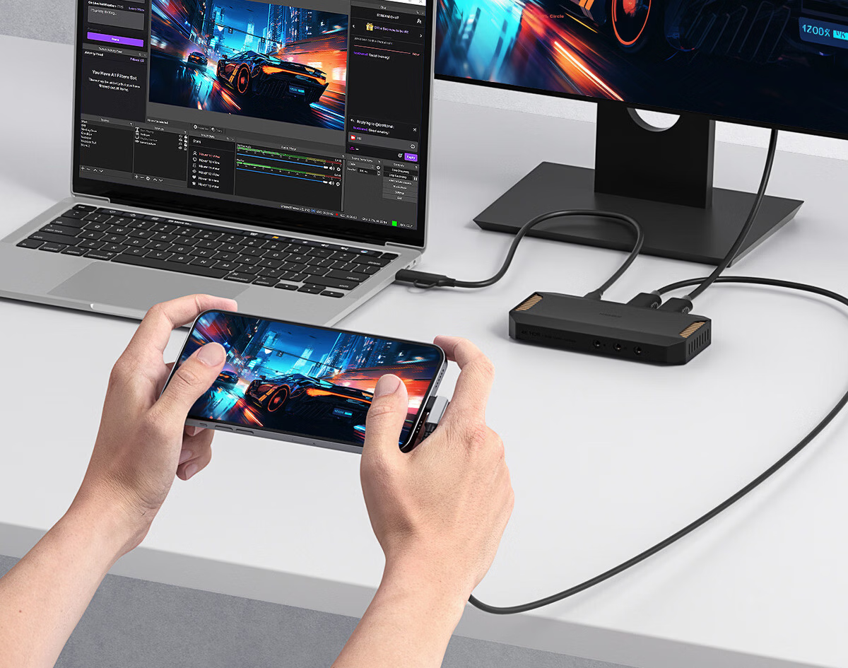 Haibeisi 4K60Hz Video Capture Card Live Streaming Capture Device for Switch 2/PS5/iPad Gaming Mobile Phone Camera Recording HD HDR Loop-out HDMI Capture Box 22