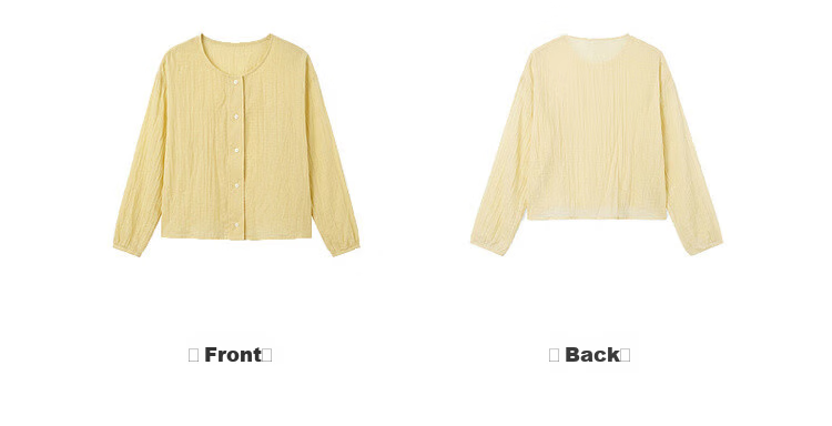 Demana Low Saturation Pastel Series Autumn Simple Style Round Neck Long Sleeve Cardigan Loose Short Petite Women's Shirt 13
