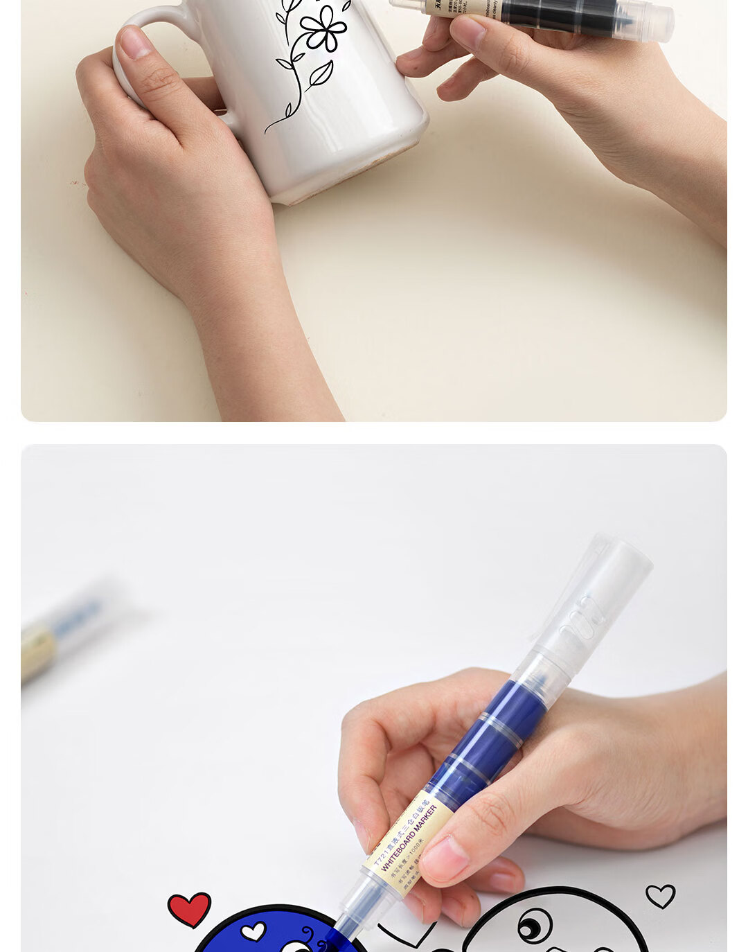 Snowhite Invincible Triple-Chamber Whiteboard Marker, Large Capacity Erasable Markers, Easy to Erase, Colored Pens, Office Supplies, Super Writing, 4 Colors 4 Pieces, T721 10