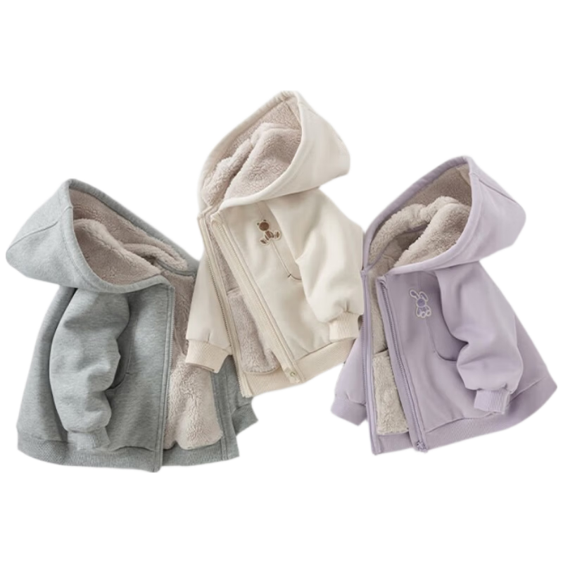 DAVE & BELLA Children's Autumn Winter Unisex Cardigan with Fleece Lining