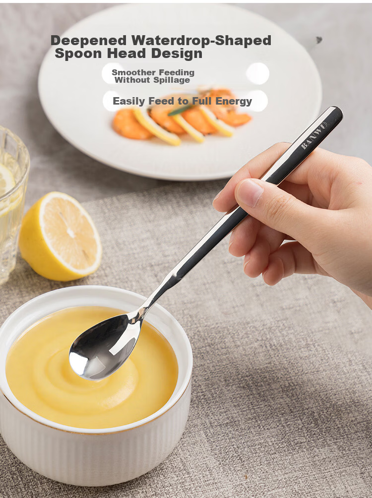 Banwu Life 316 Stainless Steel Feeding Spoon Baby Spoon Stirring Long Handle Children's Eating Training Spoon 12