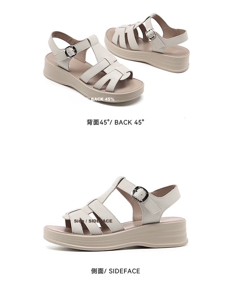 Red Dragonfly Women's Roman Woven Soft Sole Casual Sandals Thick Sole Height Increasing Slimming Beach Shoes WTK264891 Black Size 38 12