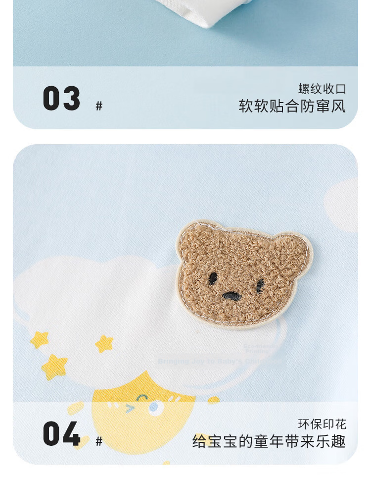 Doxilu Baby Toddler One-Piece Long Sleeve Romper Unisex Cotton Pajamas Sunny Rain Diary Blue 90cm 8