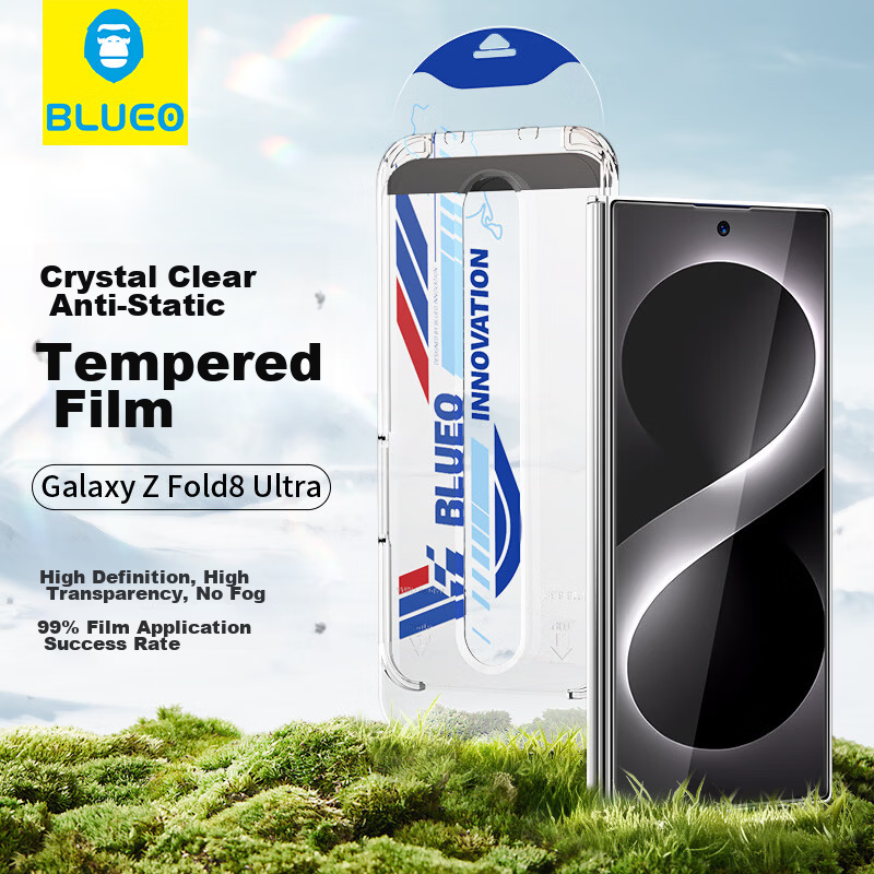 BLUEO Original Clear+ New Space Capsule Screen Protector for Samsung ZFold8 Ultra/ZFold7 w25/w26 Tempered Glass Anti-Fingerprint HD Drop-Resistant Printed Film