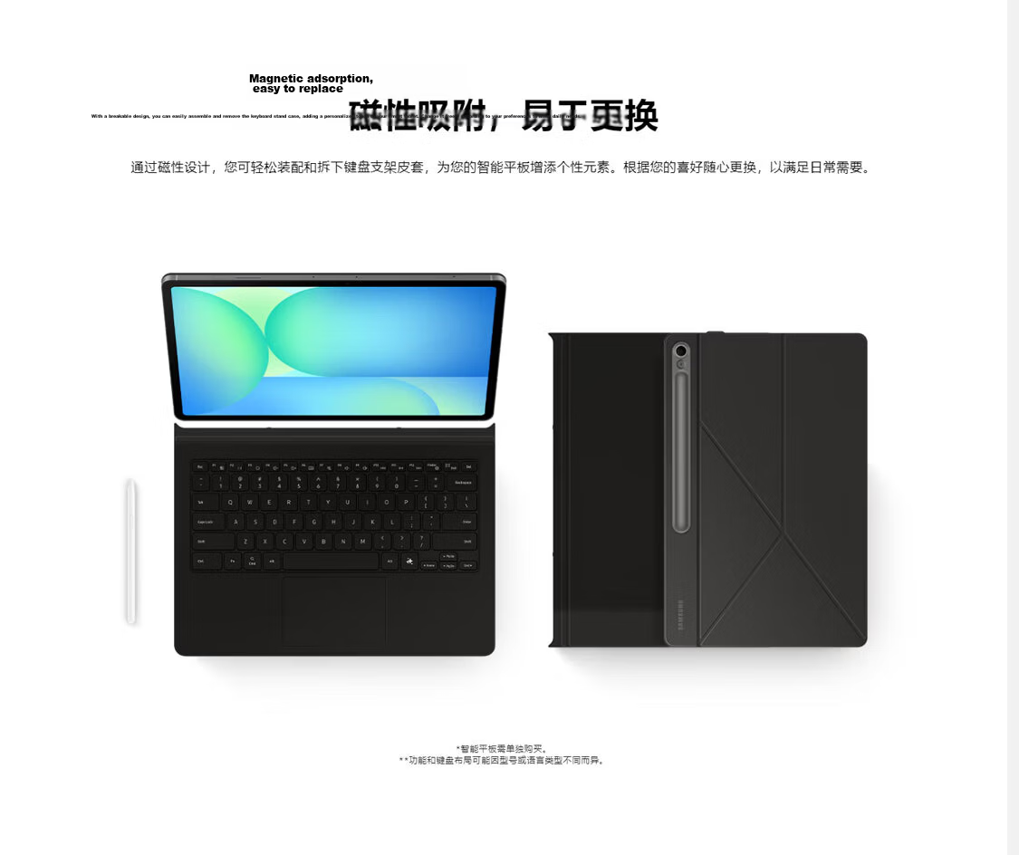 Samsung Original S10 Lite Detachable Stand Leather Case Tablet Protective Cover Black [Gift] 2