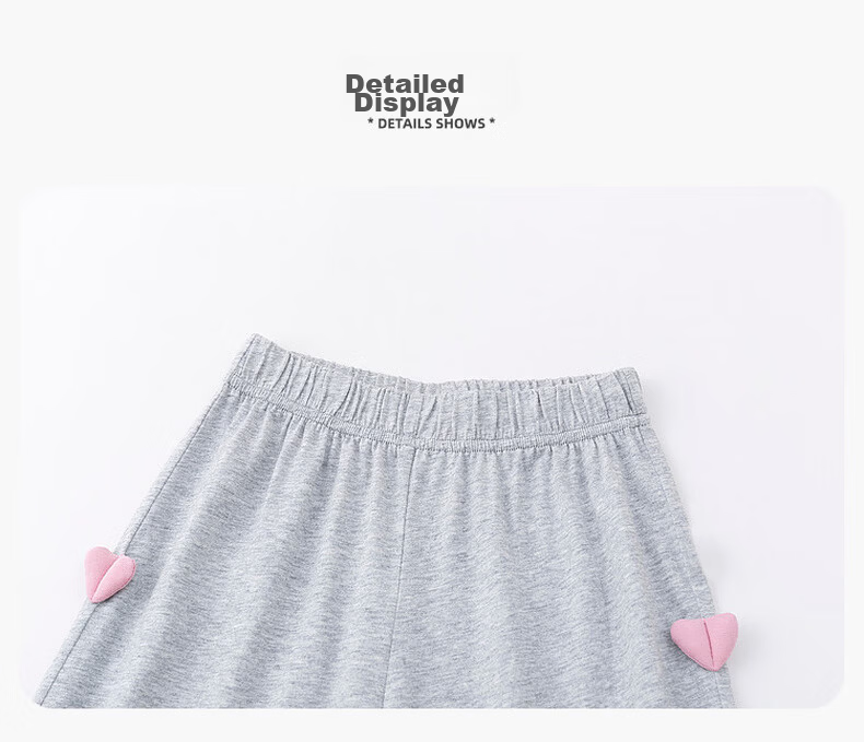 Dudu Kids 100% Cotton Girls' Mosquito-Repellent Pants Summer Lightweight Children's Casual Pants Light Gray Size 100 16