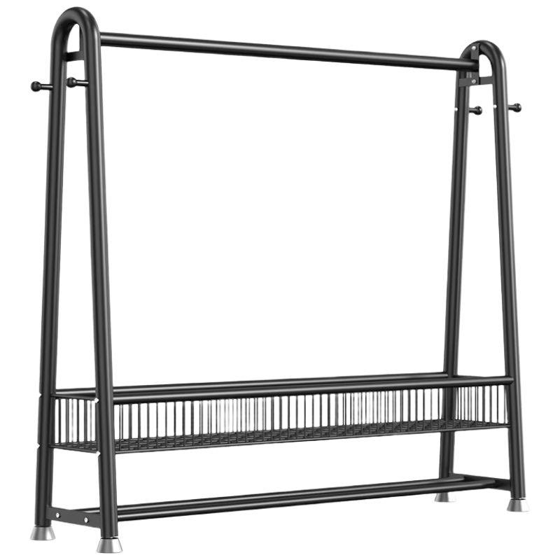 Yixuan Floor Standing Coat Rack Clothes Hanger Movable Bedroom Living Room Drying Storage Rack Black