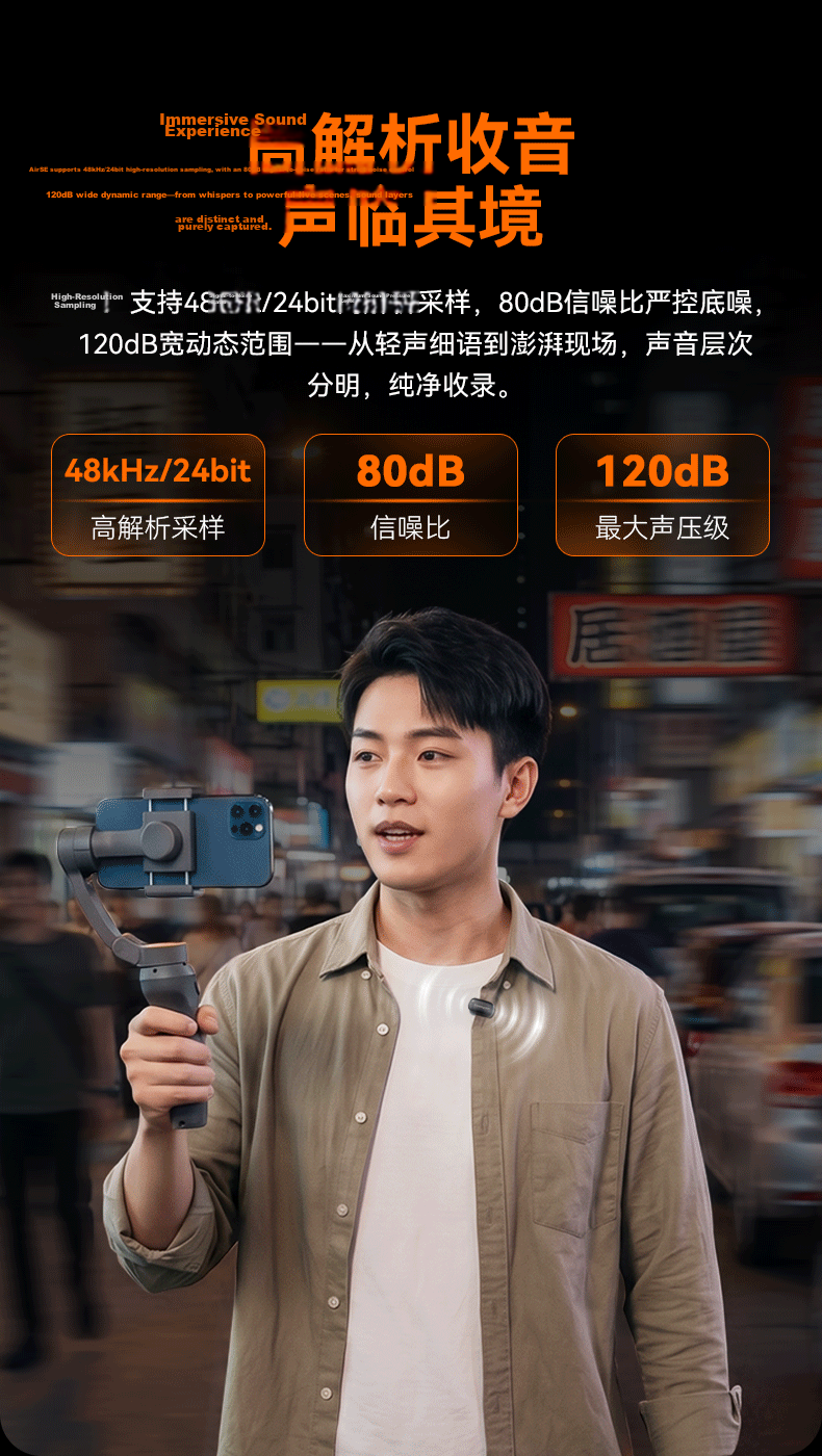 Saramonic Air SE Wireless Lavalier Microphone for Mobile Live Streaming Outdoor Interview Short Video AI Noise Reduction Dual Mini Mic 6