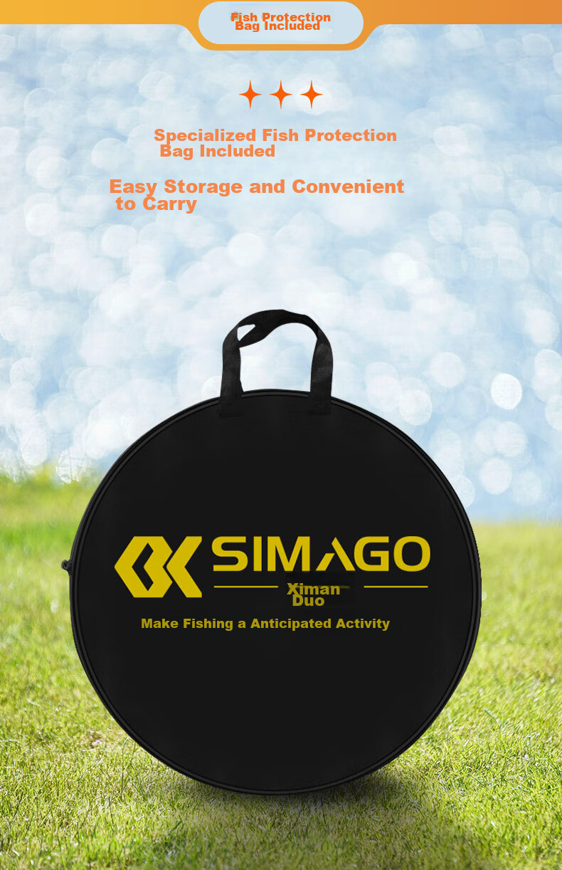 SIMAGO Ximan Duo Fishing Net, Competitive Fishing Protection, Black Pit Coating, Anti-Snagging, Quick-Drying, Wild Fishing Net Bag, Tiffany, 40cm*2.5m 9