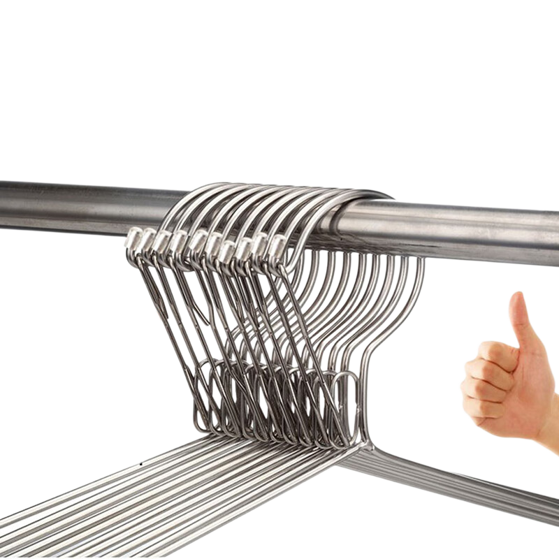 Bingyou Upgraded Windproof Stainless Steel Hangers, Adult And Children's Clothes Hangers, 3mm Thick, 42cm Wide, 5 Pieces