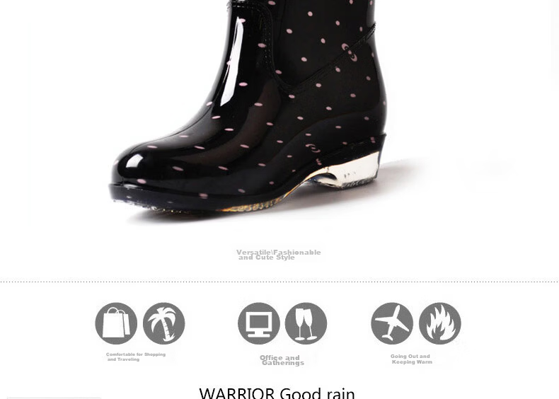 Warrior Women's Rain Boots, Mid-Calf Adult Waterproof Shoes, Rubber Overshoes, Water Boots HXL23-S Green-YoYo Size 37 2