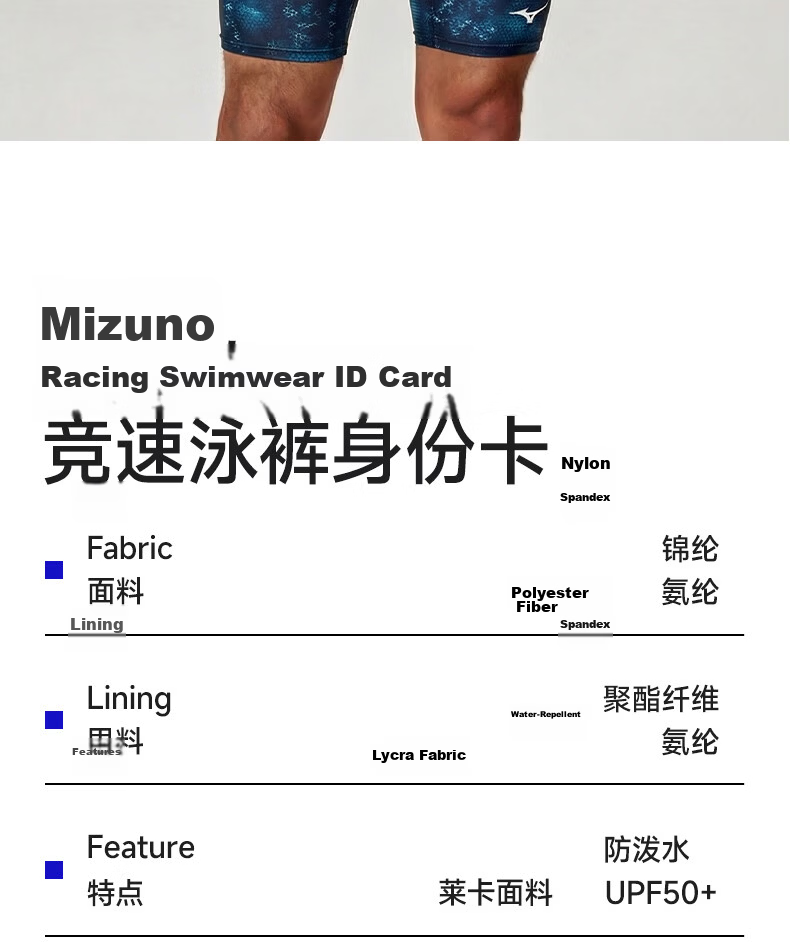 MIZUNO Men's Swimming Trunks and Goggles Set Professional Quick-Dry Chlorine-Resistant Five-Point Large Size Long Pants BC112 Blue L 22