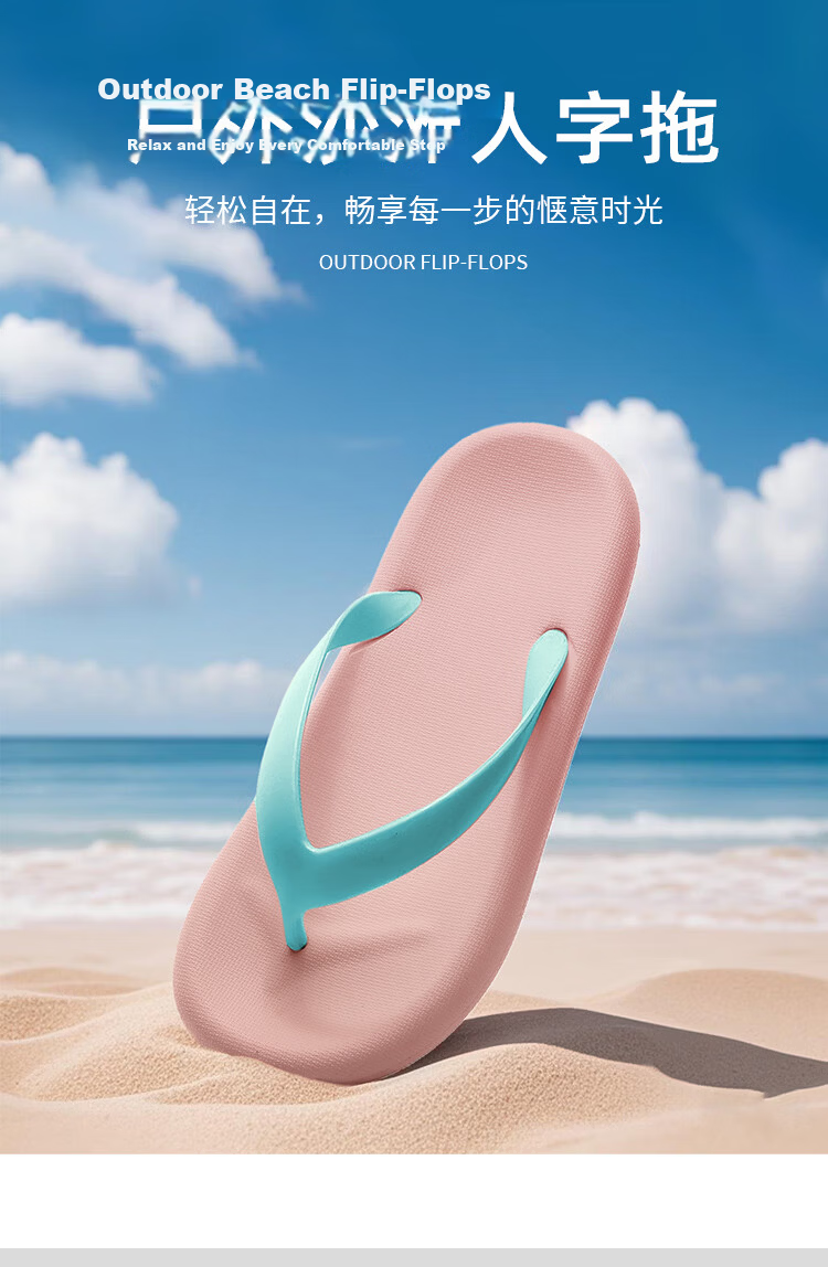 GUOLUOFEI Women's Summer Flip Flops Outdoor Slip-Resistant Shower Beach Toe Post Sandals Pink Blue Size 39-40 1