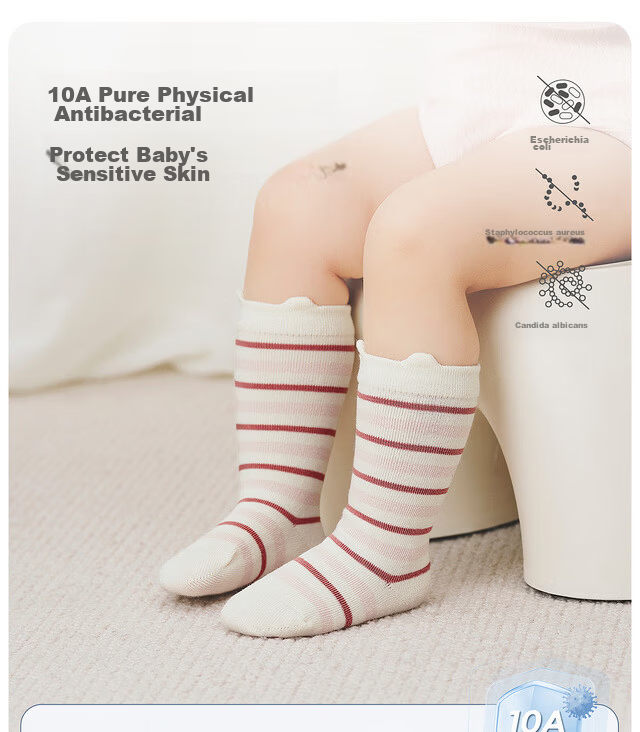 TONGTAI Baby Socks Mid-Calf Unisex Seamless Non-Binding Wide Cuff Pink 0-6 Months 5