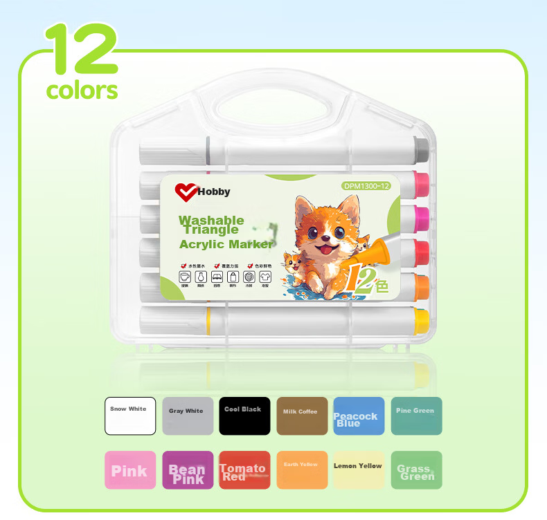 AIHAO Acrylic Markers Washable 48 Colors Student Paint Pen Set Children's Graduation Gift DPM1300 Watercolor Drawing Pens Art Education Gift 10