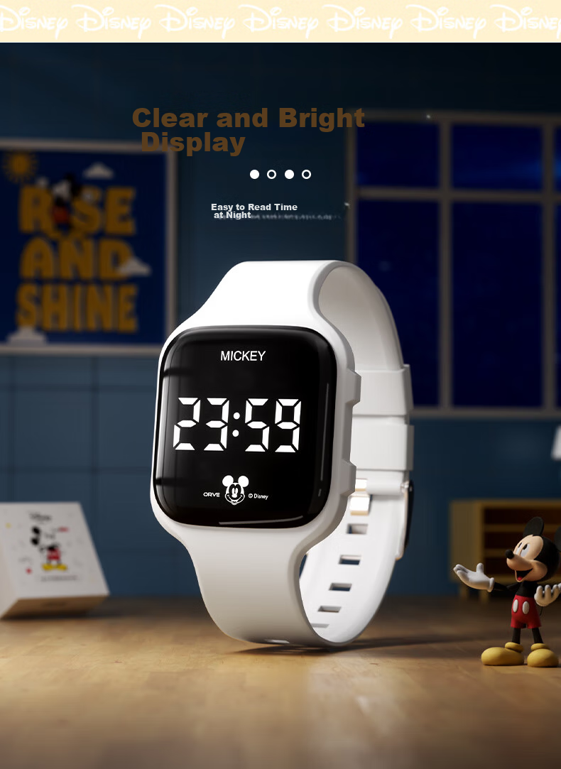 Disney Mickey Kids Sports Watch Student Luminous Waterproof Silent Vibration Alarm Clock Electronic Watch for Boys and Girls Middle and High School 7