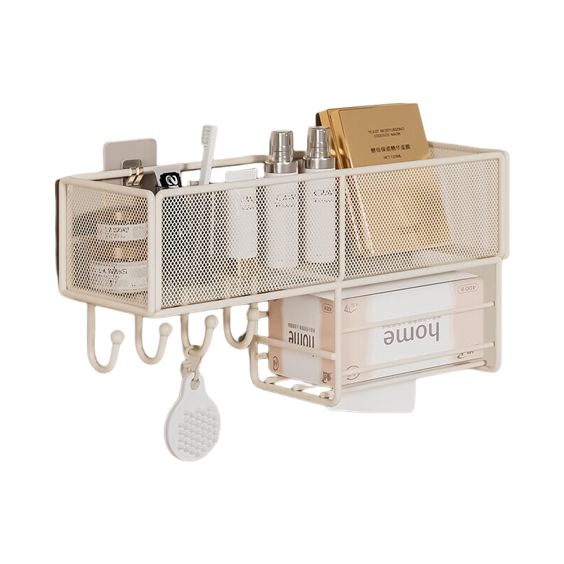 Baicaoyuan Bathroom Storage Rack, No Drilling Required, Toilet Wall Shelf, Washroom Iron Art Storage Rack, Kitchen Wall-Mounted Multifunctional Shelf