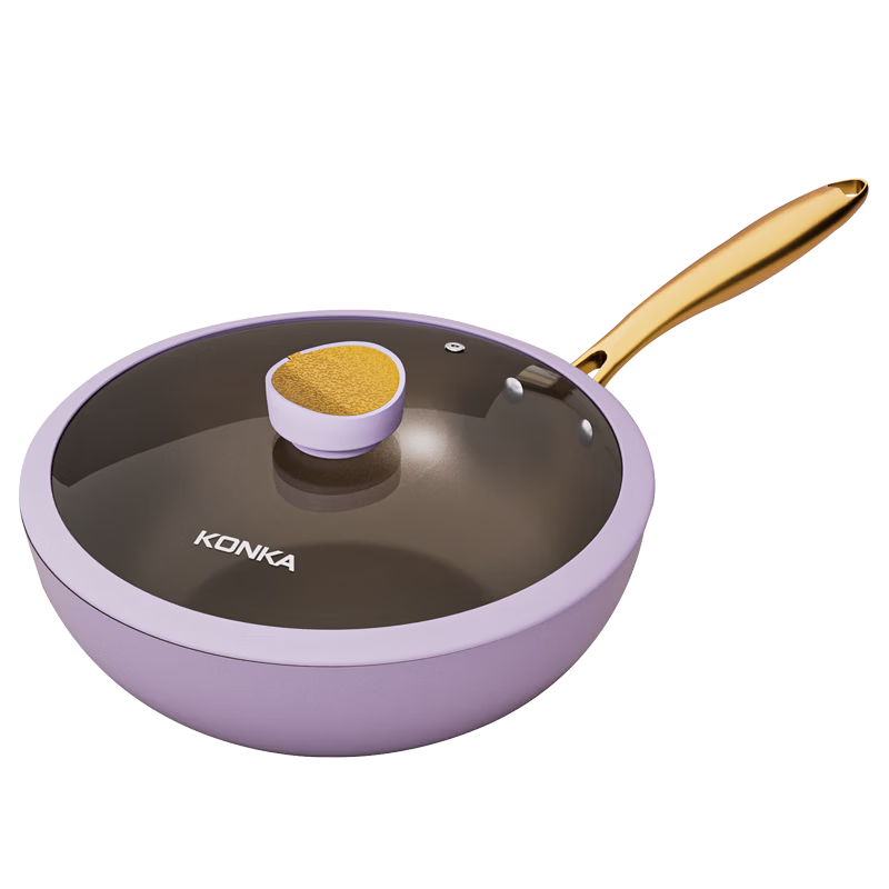 KONKA Lightweight Ceramic Non-Stick Frying Pan 32cm Flat Bottom Stir-Fry Pan Compatible with Induction and Gas Stoves Easy to Clean Low Oil Smoke