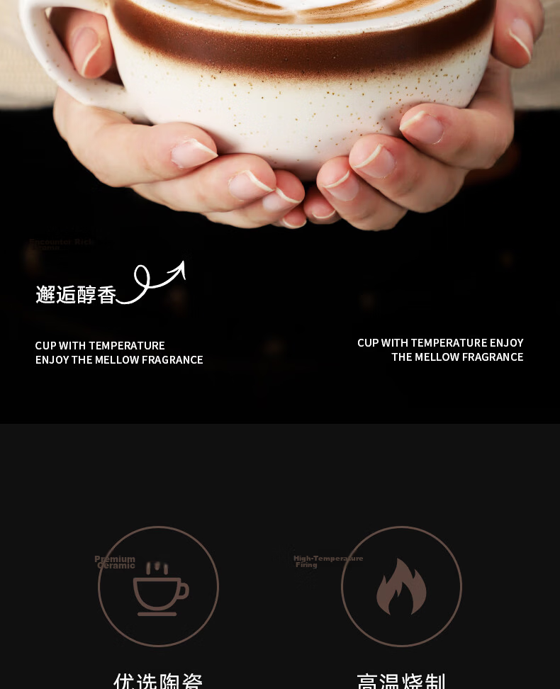 Bincoo Zetian Ceramic Coffee Latte Art Embossed Mug Tasting Cup 2