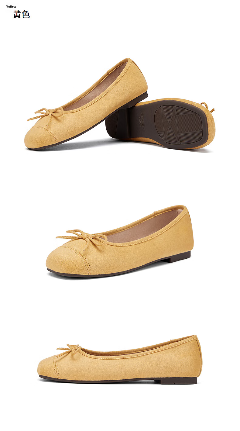 Hotwind Women's Flat Shallow Mouth Square Toe Bow Casual Solid Color Versatile Shoes Spring Autumn New Model 14