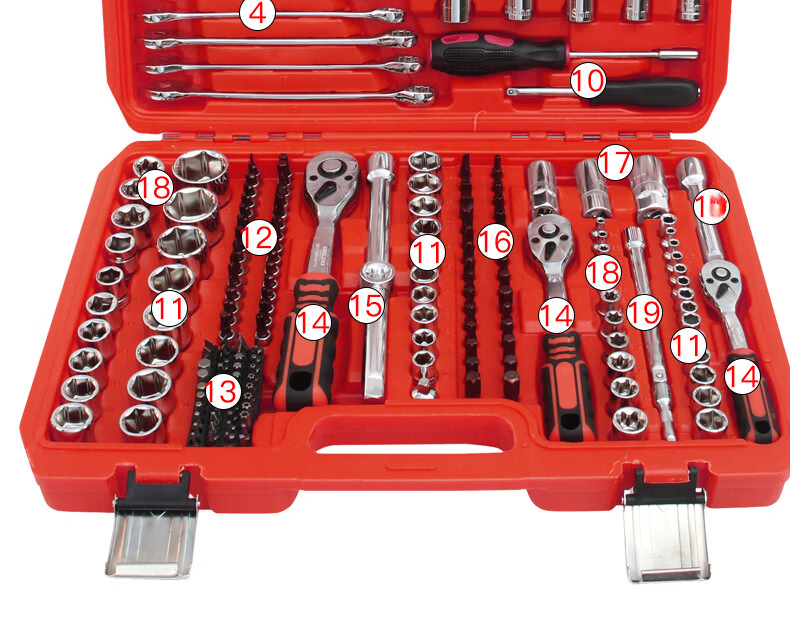DELIXI ELECTRIC Auto Repair Tool Set 72-Tooth Precision Ratchet Wrench Kit DH-Q53 Socket Household 53-Piece Set 32