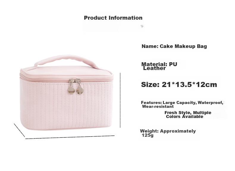 Qinxin Muyu Beige Ins Style Cake Cosmetic Bag Girls Handheld Waterproof Large Capacity Travel Storage Bag 6