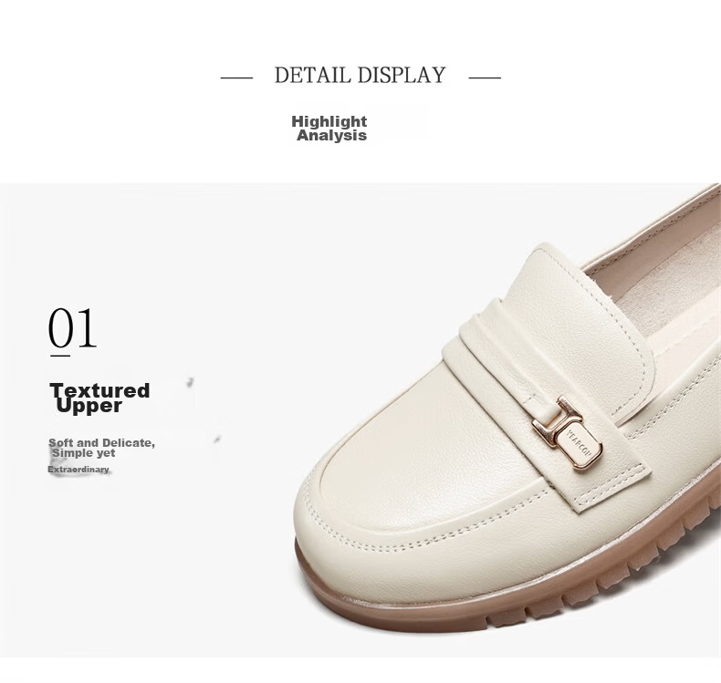 Eierkang Women's Loafers Wide Fit Large Size Single Shoes Middle-aged and Elderly Mom Shoes 11759W Off-white 36 8