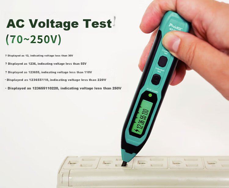 Pro'sKit NT-305N Digital Contact Voltage Tester Pen Live Neutral Wire Detector 5