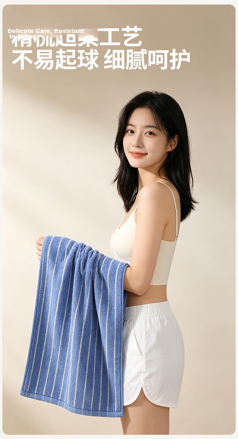 MINISO Cotton Face Towel Soft Absorbent Antibacterial Home Use Adult Blue+White Blue 12