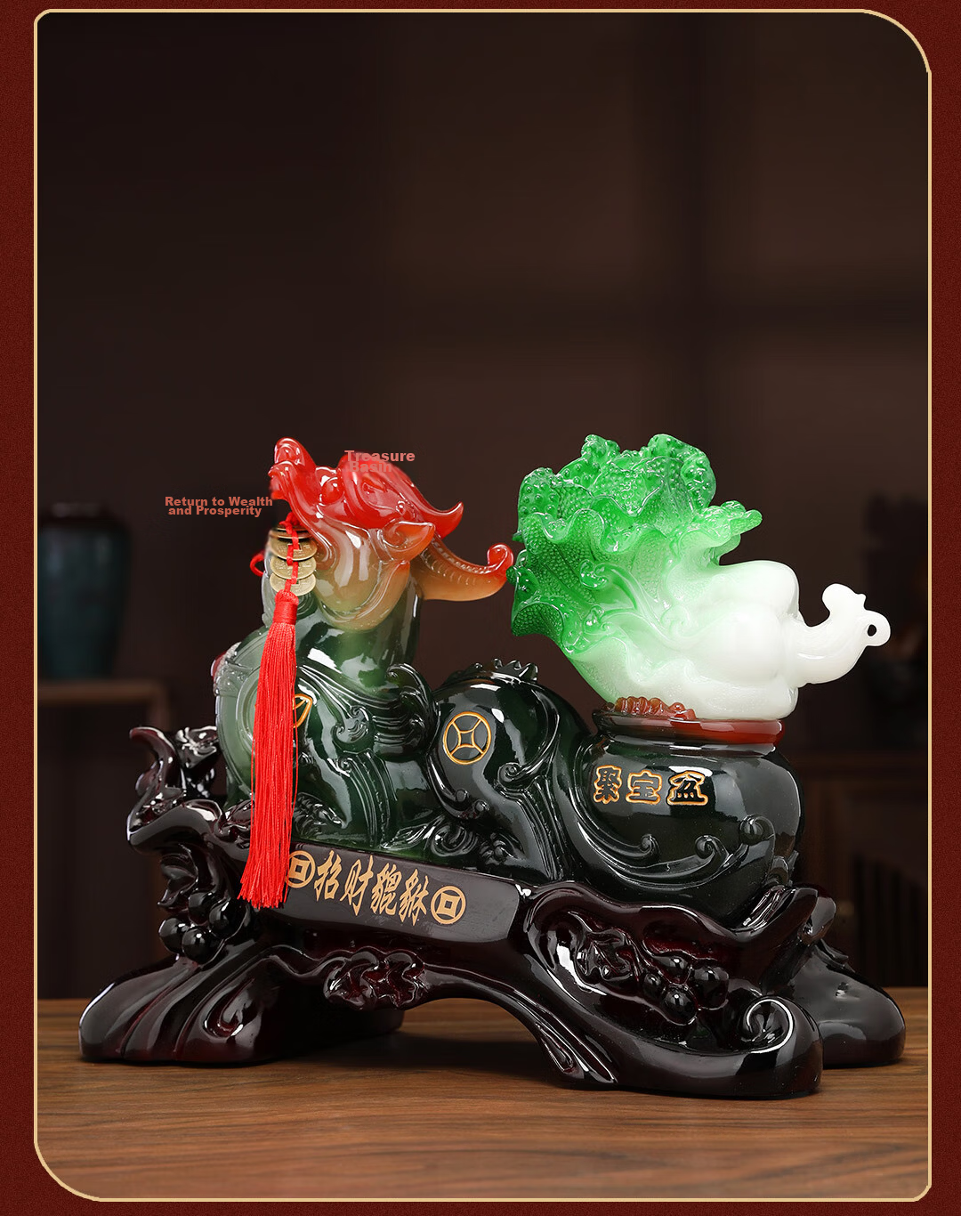 Heshengtang Cabbage Figurine Wealth Bowl Ornament High-End Grand Opening Gift Housewarming Decoration Office Living Room Entryway Decor 3